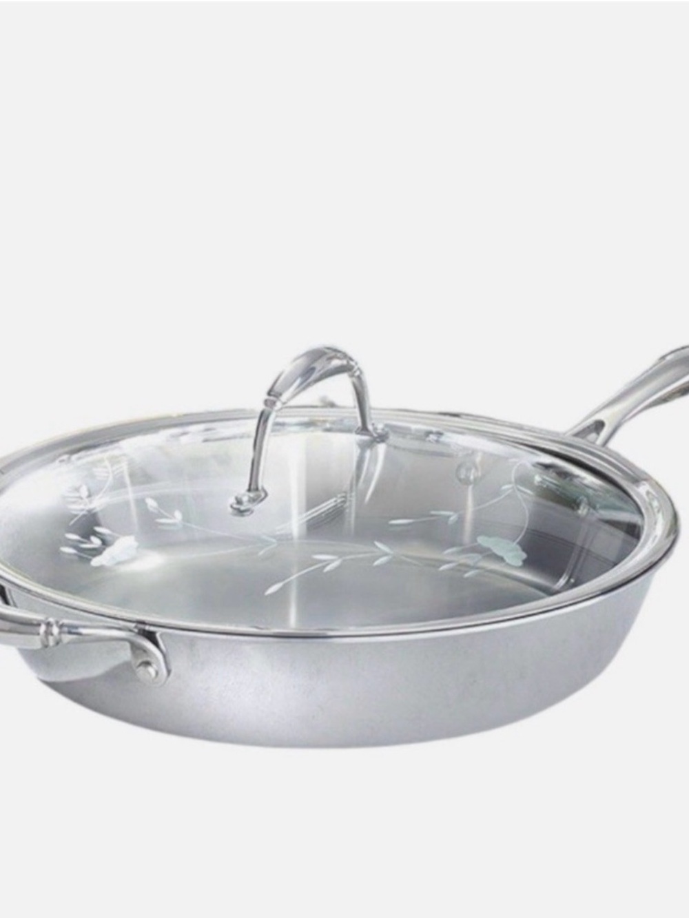 Stainless Steel Covered Sauté Pan - Silver